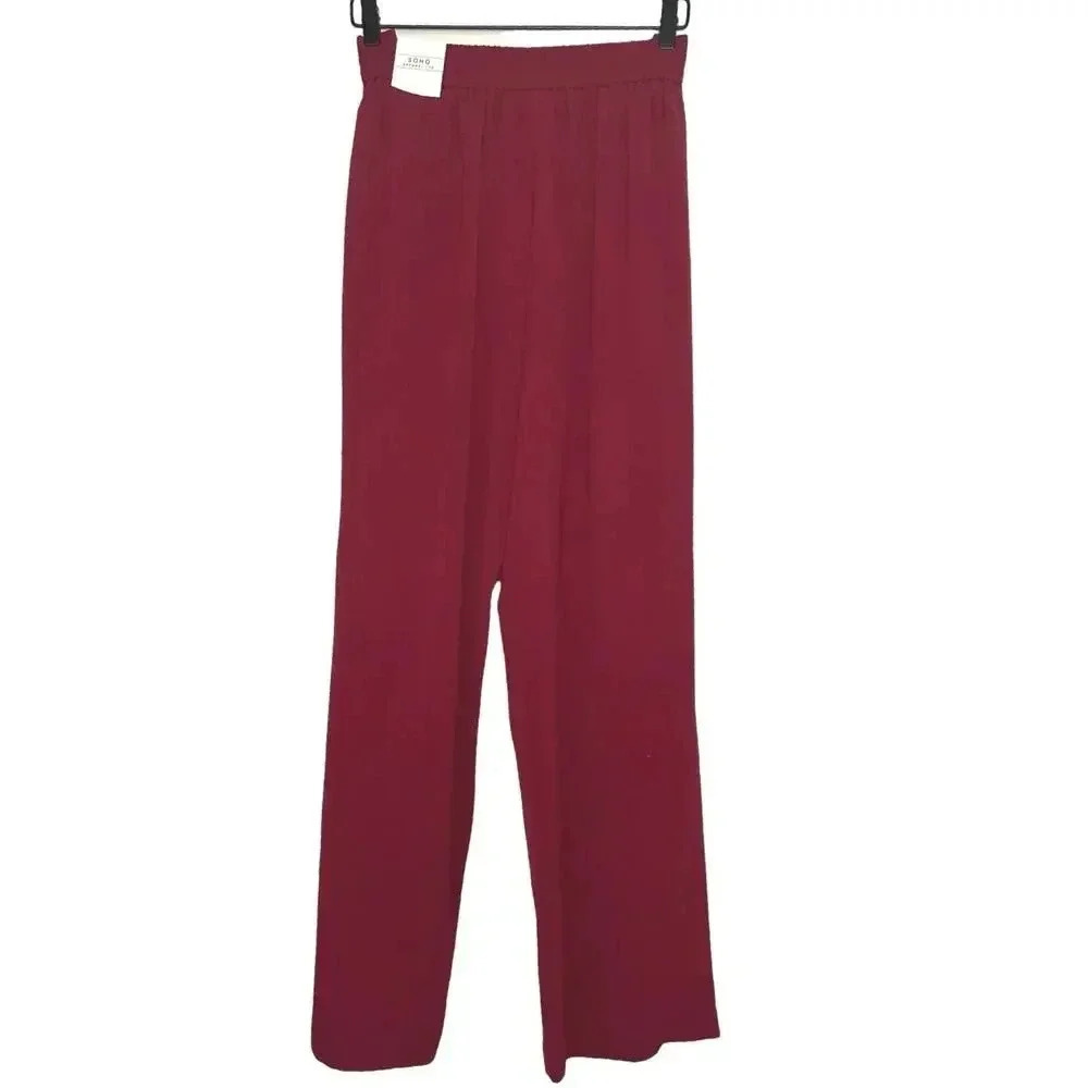 NWT SoHo Apparel LTD. Women’s Wide Leg Trousers/Pants Red Berry Size 14 - Picture 2 of 7